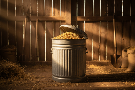 Sealed feed storage container in a coop — how to store chicken feed properly