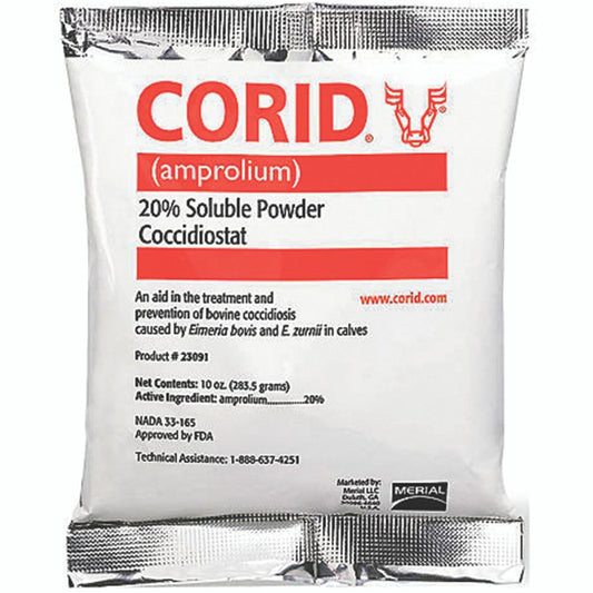 Corid 20% Amprolium Soluble Powder Bovine Coccidiosi Treatment, 10oz. image 0