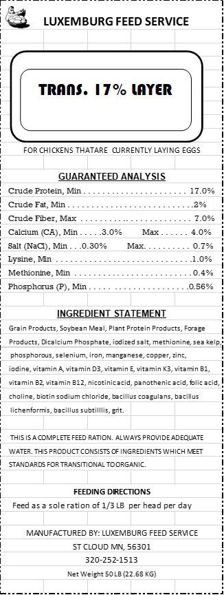 Luxemburg - 17% Non-GMO Chicken Layer Mash, 50lbs image 1