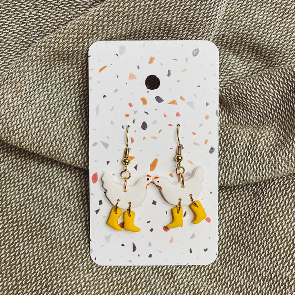 Chickens with Boots Earrings