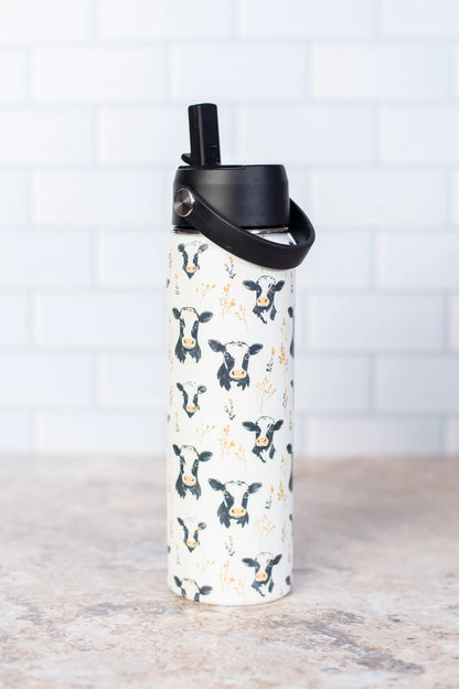 Floral Holstein 22oz Water Bottle