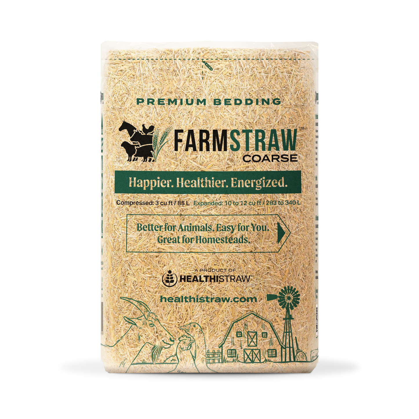 FarmStraw by HealthiStraw – Coarse-Cut non-GMO Wheat Straw Bedding