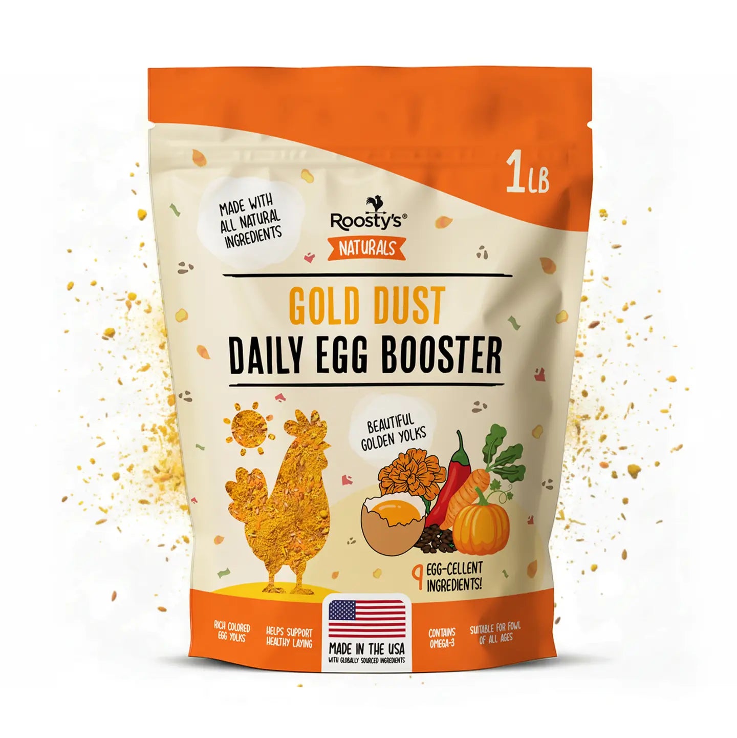 Roosty's Gold Dust - Daily Egg Booster for Poultry 1lb Bag