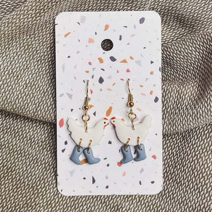 Chickens with Boots Earrings